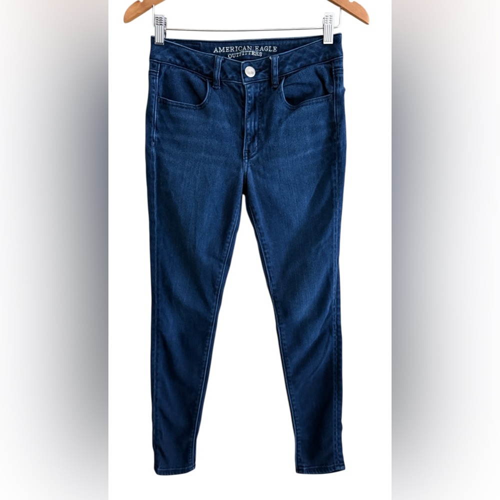 American Eagle Outfitters Women's Dark Blue Hi Rise Jegging Skinny Jeans